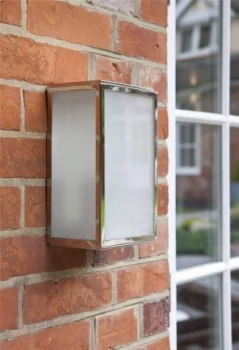 Image of 1 Light Outdoor Wall Light Polished Nickel with Frosted Glass IP44, E27