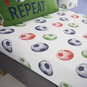 Image of Catherine Lansfield Eat Sleep Football Fitted Sheet Green