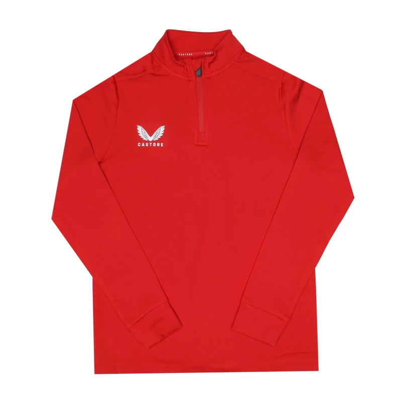 Image of Castore quarter Zip Top Childrens - Red Red 7 - 8 Years