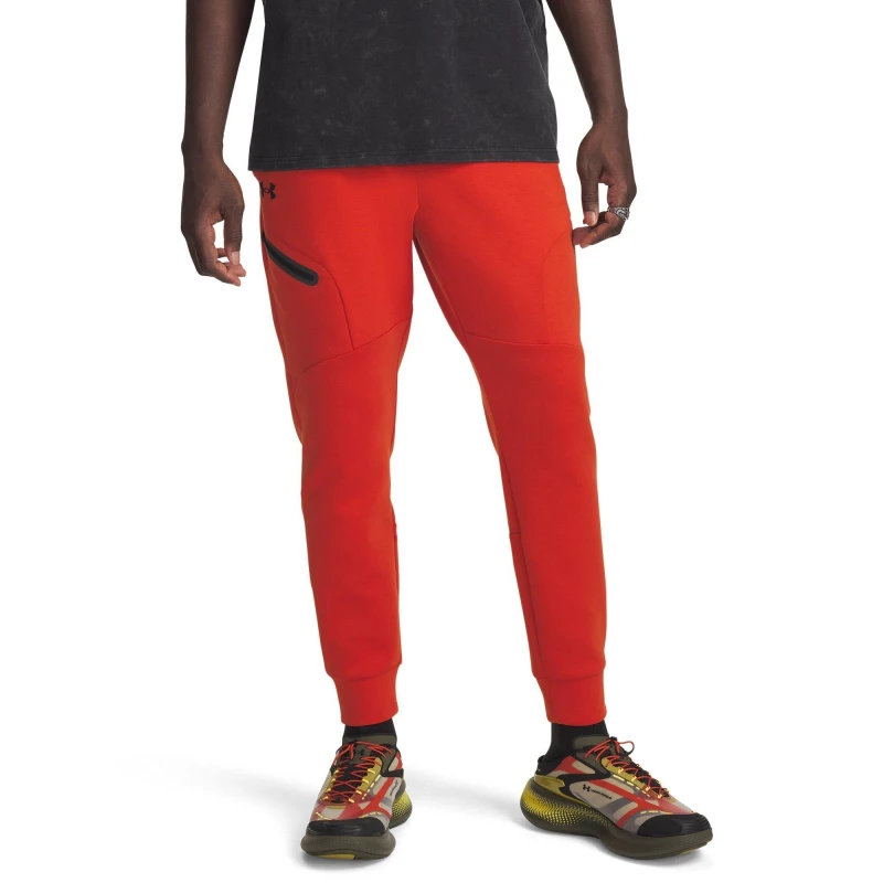 Image of Under Armour Mens Unstoppable Closed Hem Fleece Joggers Surplus Orange male S