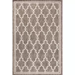 Image of Terrace Spanish Tile Flatweave Outdoor Indoor Taupe/Natural Rug in 120 x 170cm (4x5'6'')