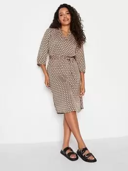 Image of M&Co Satin Mini Geo Tie Detail Tunic Shirt, Orange, Size 12, Women