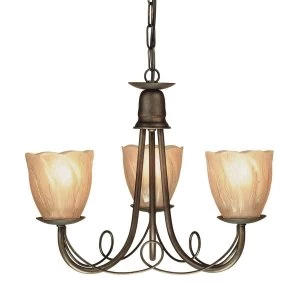 Image of Multi Arm Chandelier 3 Light Black, Gold Finish, E14
