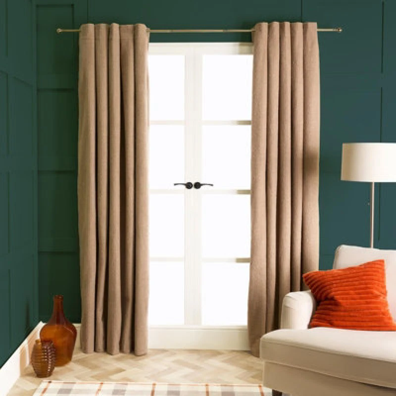 Image of OHS OHS Pair Of Boucle Curtains Eyelet Blackout in Natural Size: 168cm width x 229cm drop Natural 168cm width x 229cm drop Unisex 5027434231799