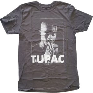 Image of Tupac - Praying Unisex Medium T-Shirt - Grey