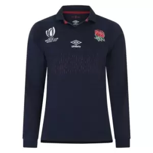 Image of Umbro England Rugby Alternate Classic Long Sleeve Shirt 2023 2024 Adults - Blue
