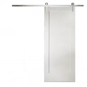Image of Shaker 1 Panel White Primed Sliding Barn Door with Provincial Track 2073 x 862mm