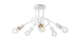 Image of Camilla Multi Arm Semi Flush Ceiling Light White, 5x E27
