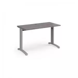 Image of TR10 straight desk 1200mm x 600mm - silver frame and grey oak top