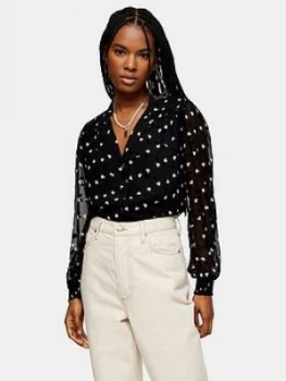 Image of Topshop Heart Flocked Shirt - Mono