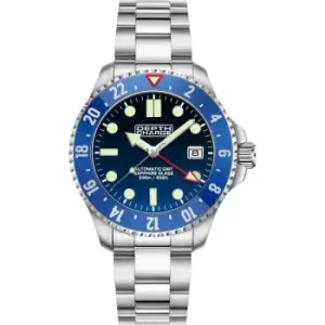 Image of Mens Depth Charge 'Dive GMT' Silver and Blue Stainless Steel Automatic Watch