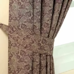 Image of Purple Vintage Floral Jacquard Curtain Tie Back Pair - Purple - Homescapes