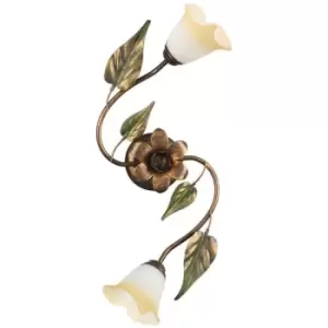 Image of Onli Miranda Multi Arm Semi Flush Ceiling Lamp, Antique Gold, Glass Shades