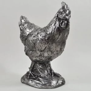 Image of Silver Chicken Sculpture H18.5cm