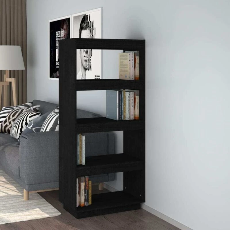 Image of VIDAXL Vidaxl - Book Cabinet/Room Divider Black 60x35x135cm Solid Pinewood 8720286816042