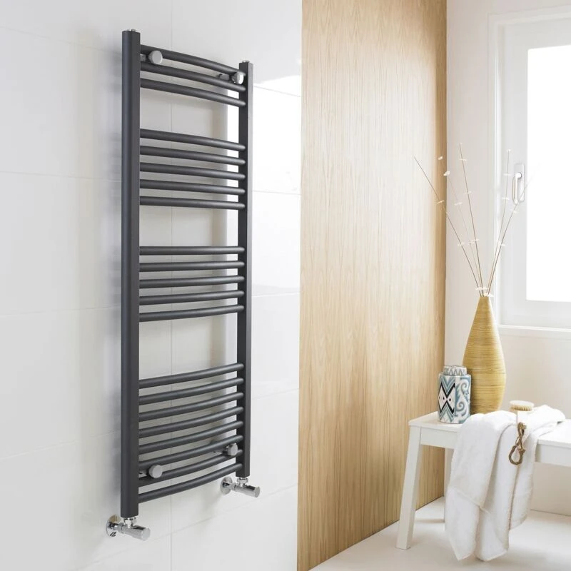Image of NUIE Nuie - Curved Heated Towel Rail 1150mm h x 500mm w - Anthracite MTY104
