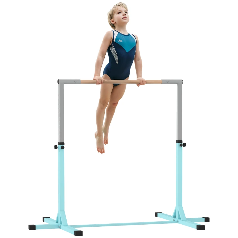 Image of HOMCOM HOMCOM Adjustable Kids Gymnastics Bar Horizontal Training Steel - Blue