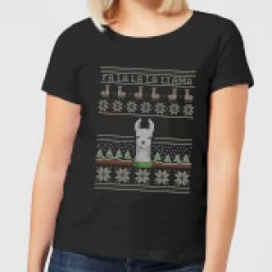 Image of Fa La La La Llama Womens T-Shirt - Black - 4XL