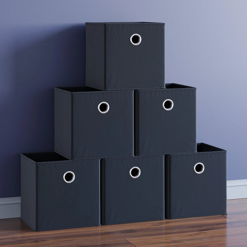 Image of Lassic Vida Designs Durham Cube Storage Basket Set of 6 Black unisex Set of 6