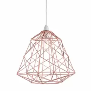 Image of Nielsen Alserio Retro Style Copper Metal Basket Cage Easy Fit Light Shade, 35Cm Wide And 30Cm Height