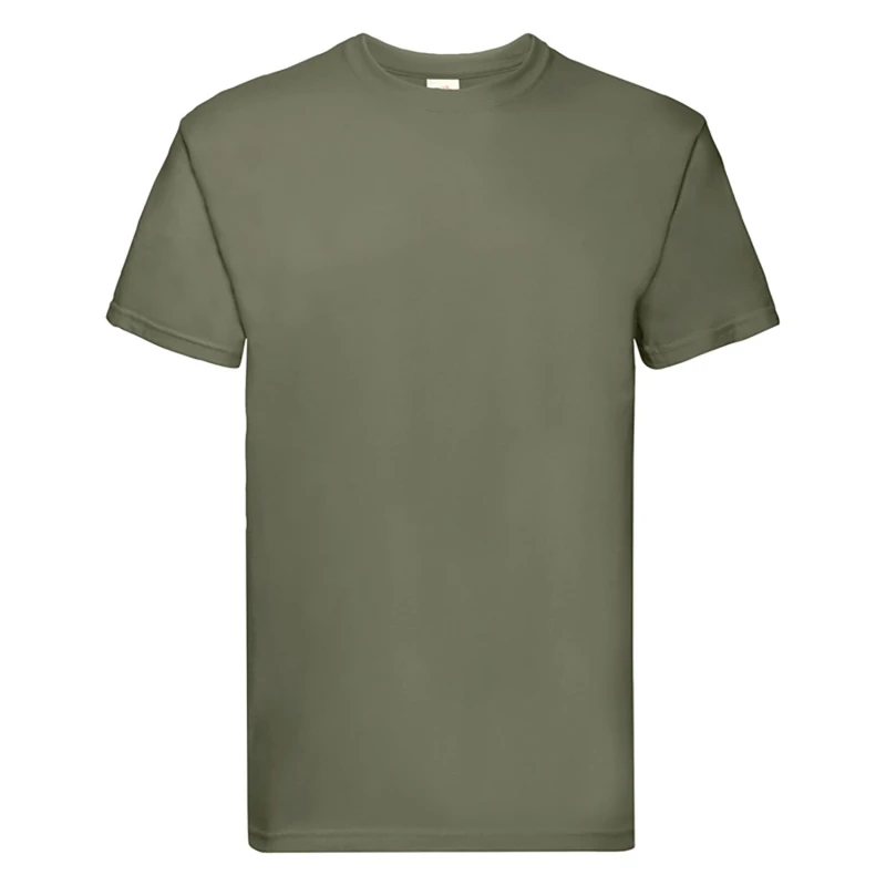 Image of Fruit Of The Loom Fruit of the Loom Men Super Premium Short Sleeve Crew Neck T-Shirt in Olive Size: Small Olive S Male 5055747628463