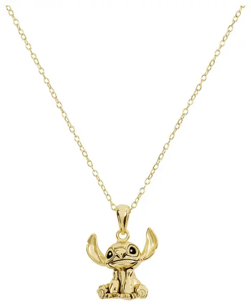 Image of Disney Gold Plated Silver Lilo and Stitch Pendant Necklace