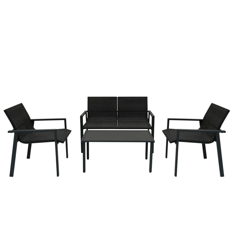 Image of Monstershop Rattan Patio Furniture Set - Black Unisex