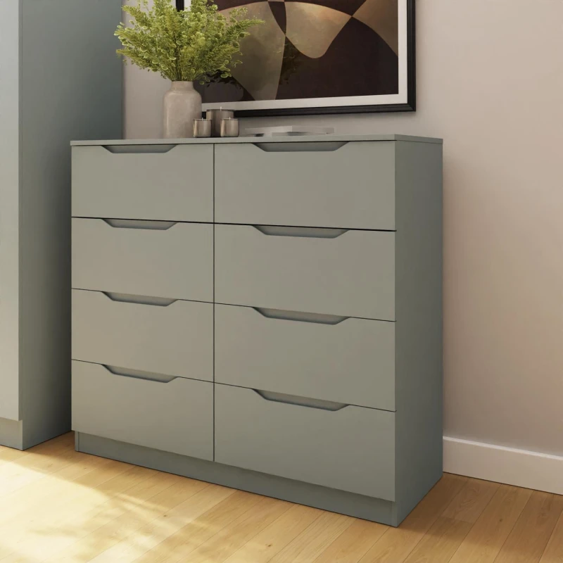 Image of FWStyle FWStyle Luno Green 8 Drawer Modern Wide Chest Of Drawers Green One Size Unisex 5056413129789