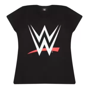 Image of WWE Womens/Ladies Logo Fitted T-Shirt (L) (Black)