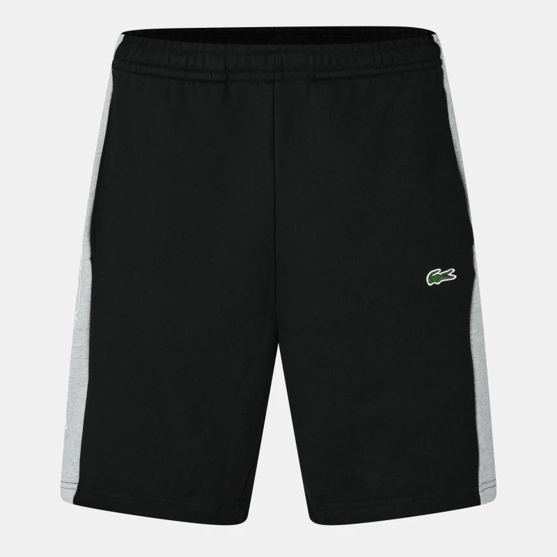 Image of Lacoste Mens Black Woven Tracksuit Shorts Black/Silver male XS