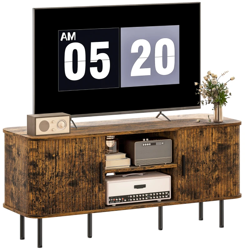 Image of HOMCOM HOMCOM TV Unit Cabinet for TVs up to 55" with Storage Shelves in Brown Brown One Size Unisex 5063603044128
