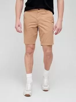 Image of BOSS Schino Slim Chino Shorts - Medium Beige , Medium Beige, Size 30, Men