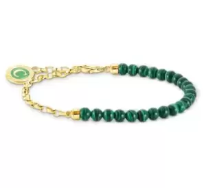 Image of Thomas Sabo A2130-140-6-L19V Yellow Gold Plated Green Beads Jewellery