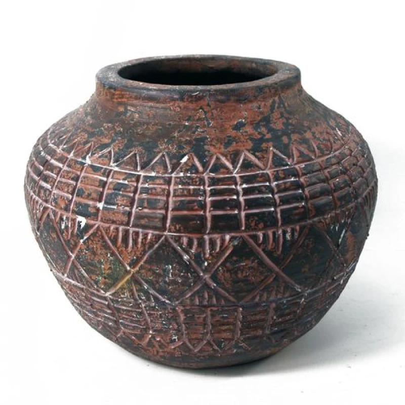 Image of Leaf 23cm x 30cm Large Aztec Vase Planter Dark Brown