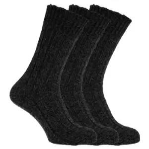 Image of Mens Wool Blend Boot Socks (Pack Of 3) (UK Shoe 6-11, EUR 39-45) (Black)