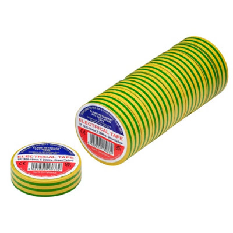 Image of Draper 29533 Green/yellow Pvc Electrical Insulation Tape, 19mm X 20M (Pack Of 10)
