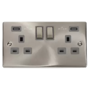 Image of Click Scolmore Deco Ingot 2 Gang 13A 2x USB-A 4.2A Switched Socket - VPSC580GY