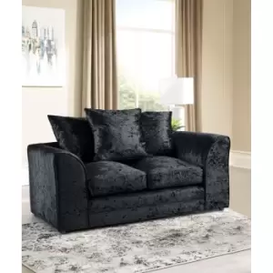 Image of Mirana Modern Crush Velvet 2 Seater Sofa - Black - Black