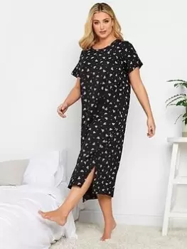 Image of Yours Yours Bows And Spots Midaxi Nightdress, Black, Size 30-32, Women