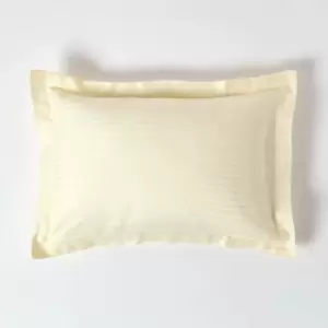 Image of Pastel Yellow Egyptian Cotton Satin Stripe Oxford Pillowcase 330 Thread Count - Pastel Yellow - Pastel Yellow - Homescapes