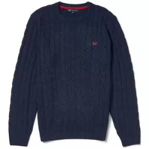 Image of Crew Clothing Mens Regatta Cable Crew Sweater Navy Large