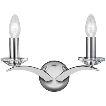 Image of Searchlight Kensington - 2 Light Indoor Glass Candle Wall Light Chrome, E14