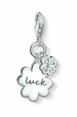 Image of Ladies Thomas Sabo Sterling Silver Charm Club Anniversary Luck Diamond Charm Pendant DC0032-725-14