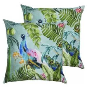 Image of Peacock Outdoor Twin Pack Cushion Multi