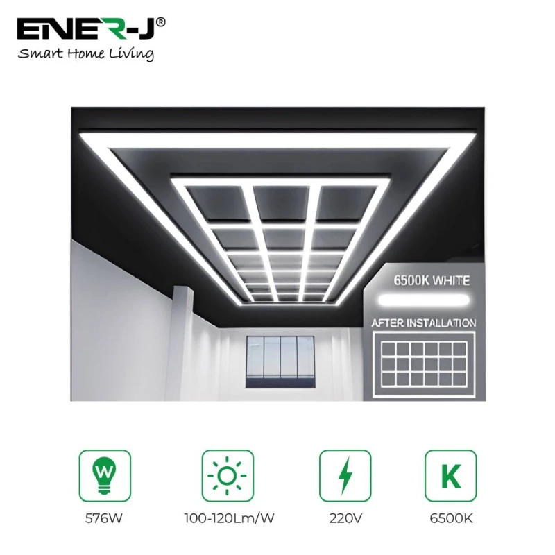 Image of ENER-J 576W Designer Ceiling Lights with Frame 18 Square Boxes & border in White White Unisex