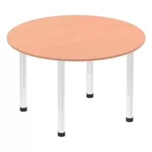 Image of Impulse 1200mm Round Table Beech Top Chrome Post Leg