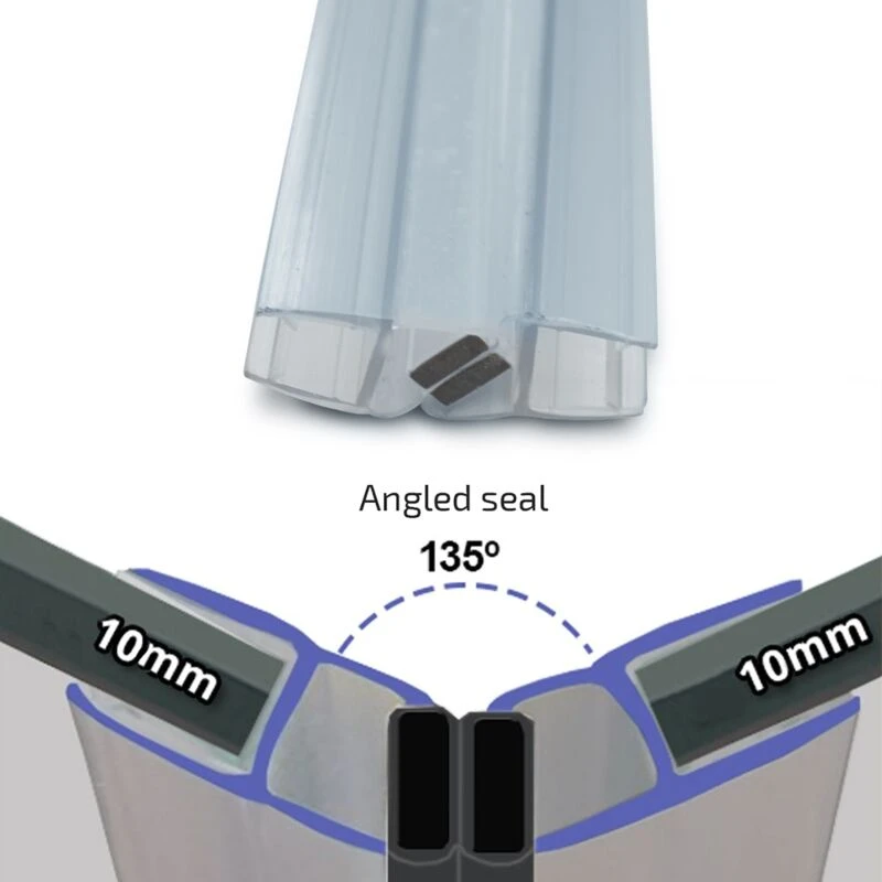 Image of Nes Home Clear 135 Degree Magnetic Shower Enclosure Seal 10mm x 2000mm Silver