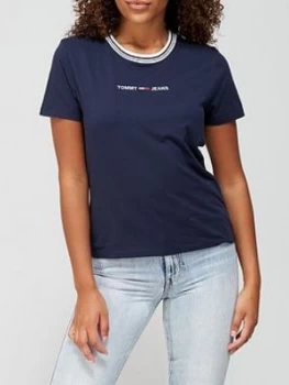 Image of Tommy Jeans Summer Logo Ringer Tee - Navy