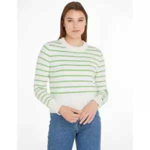 Image of Striped Cotton Mix Jumper with Crew Neck
