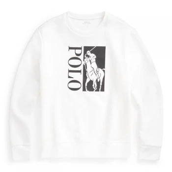 Image of Polo Ralph Lauren Large Logo Double Knit Sweatshirt - White